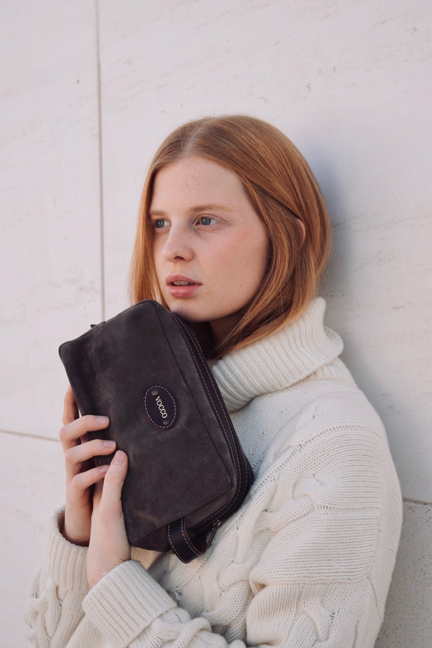 Vocco Leather Taupe Toiletry Case - Vocco