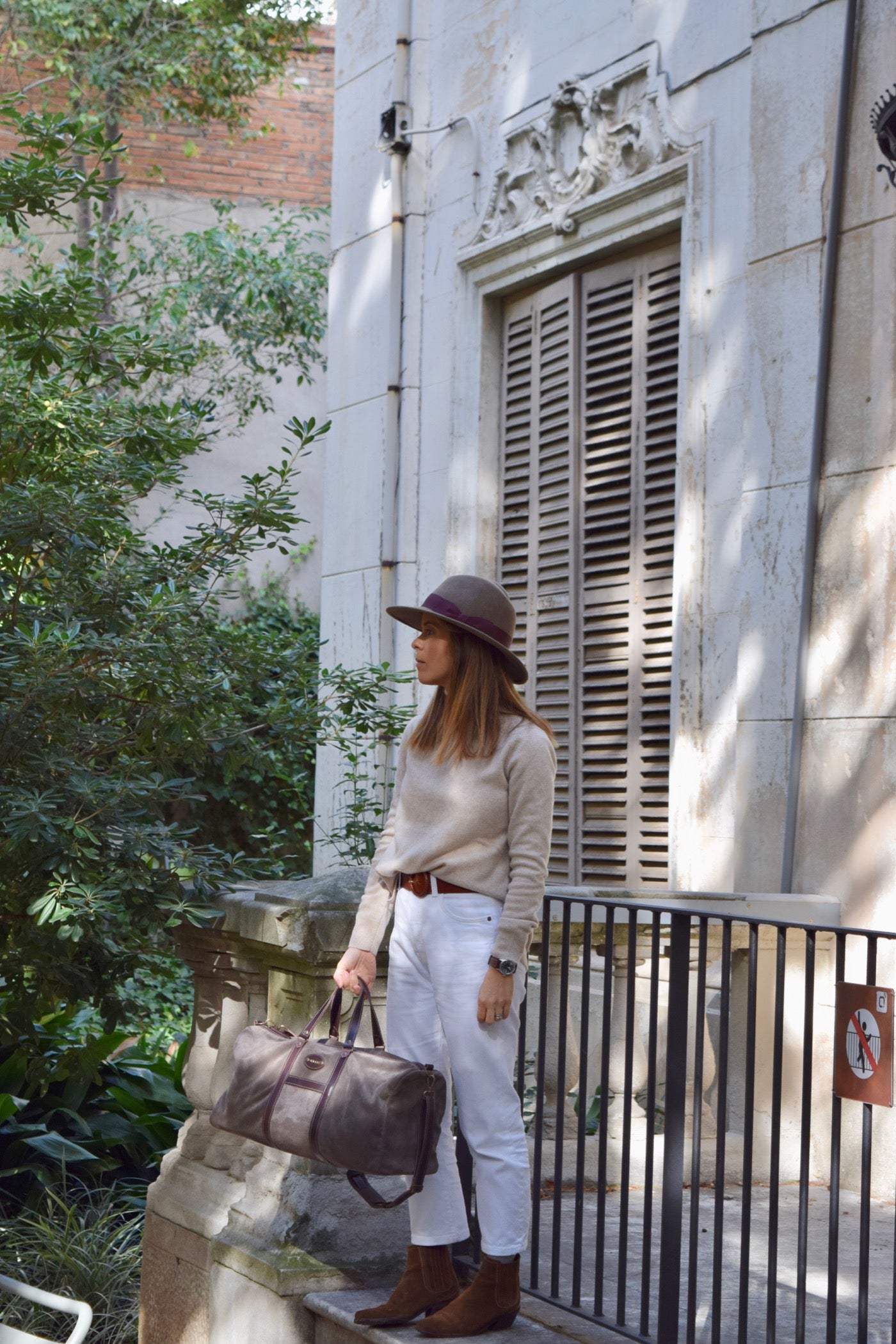 Vocco Taupe Leather Weekender Bag - Vocco