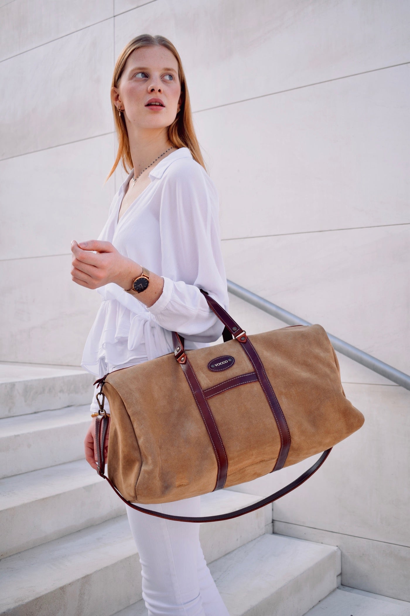 Vocco Hazelnut Weekender Leather Bag - Vocco