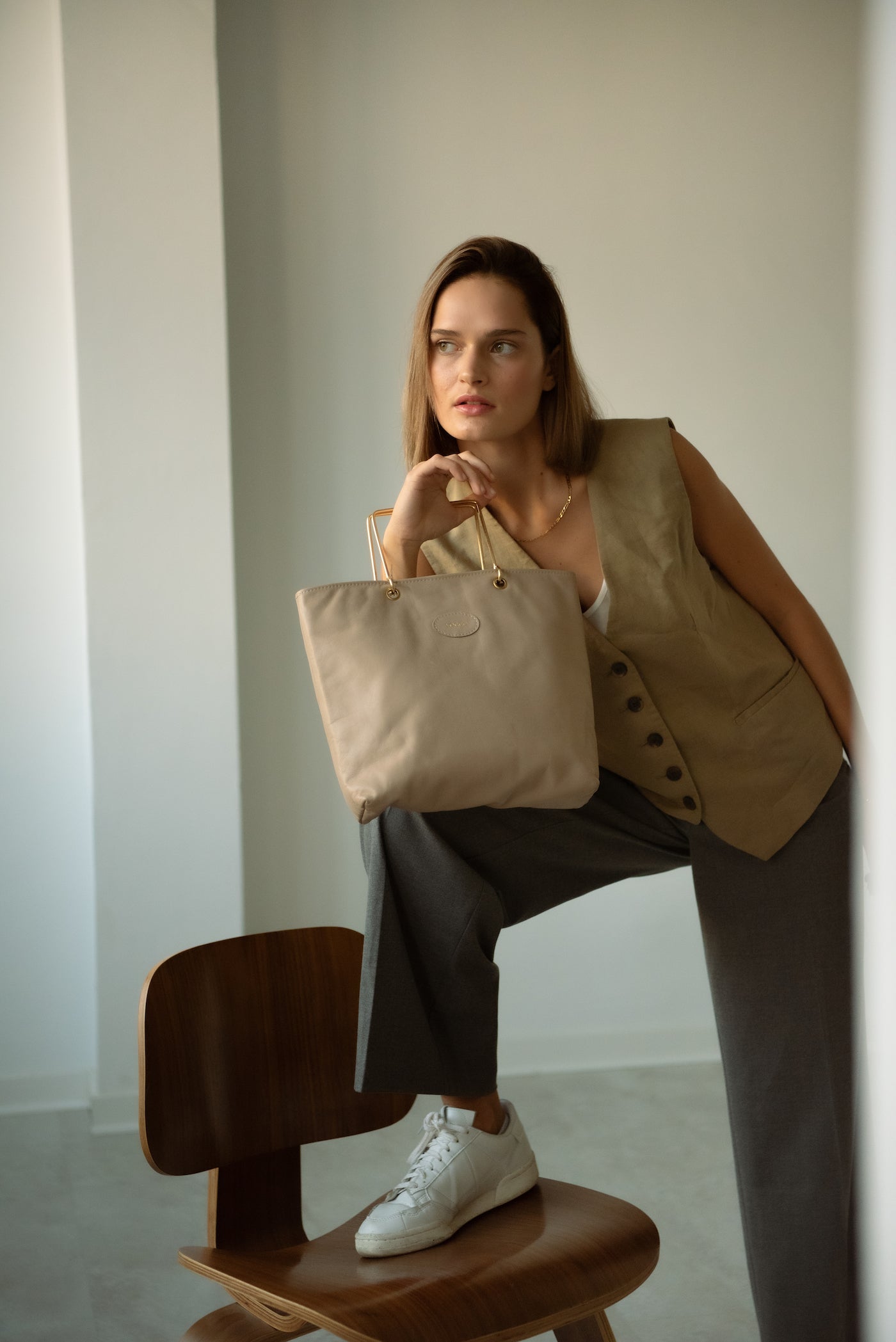 Vocco Golden & Leather Handbag Marmo