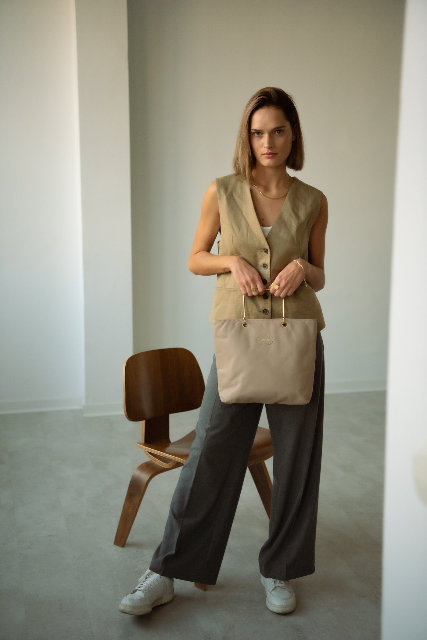 Vocco Golden & Leather Handbag Marmo
