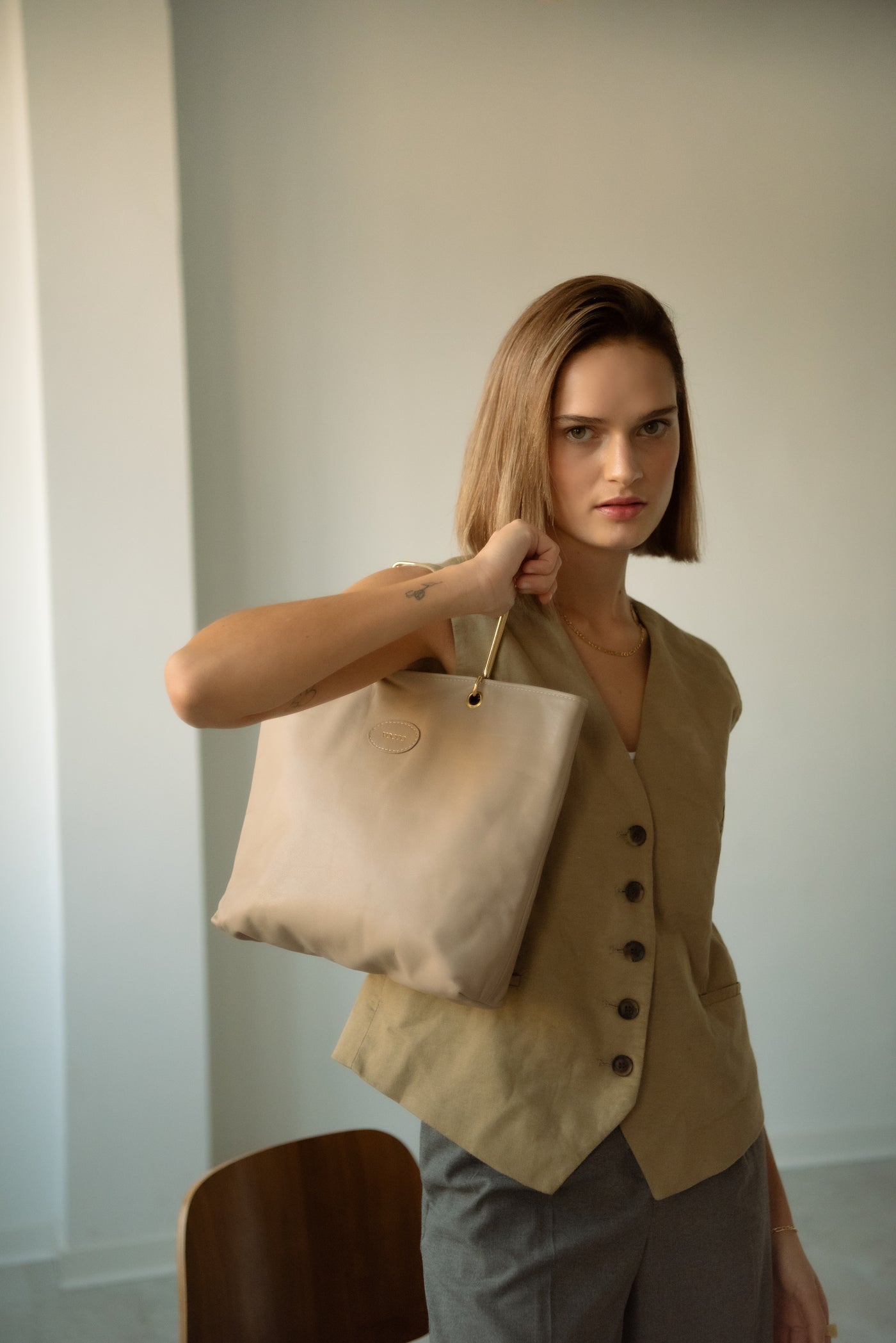 Vocco Golden & Leather Handbag Marmo