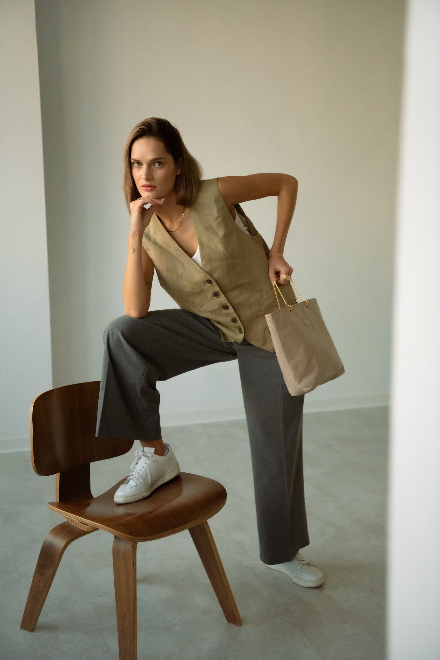 Vocco Golden & Leather Handbag Marmo