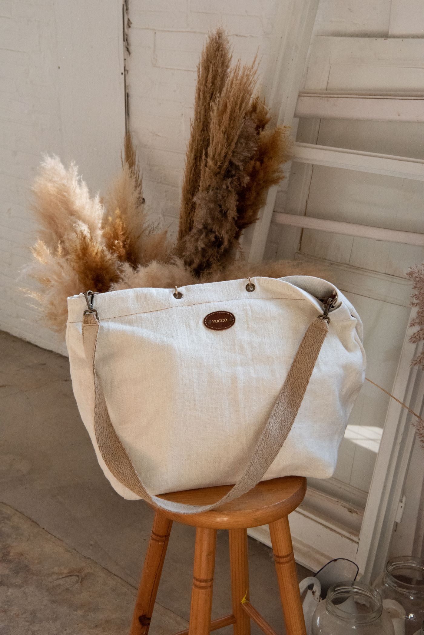 Vocco Linen Beach Bag Lara Cream - Vocco