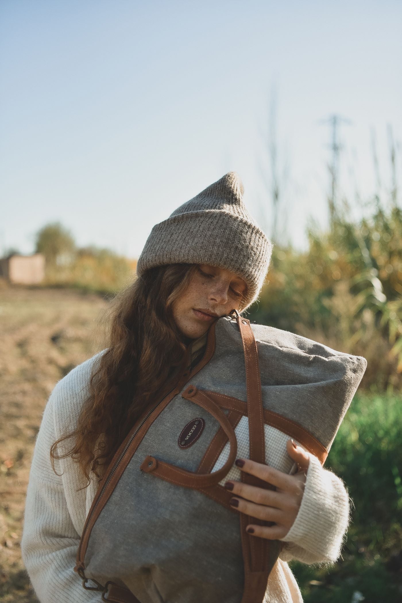 Vocco Weekender Bag Brown Linen Checks - Vocco
