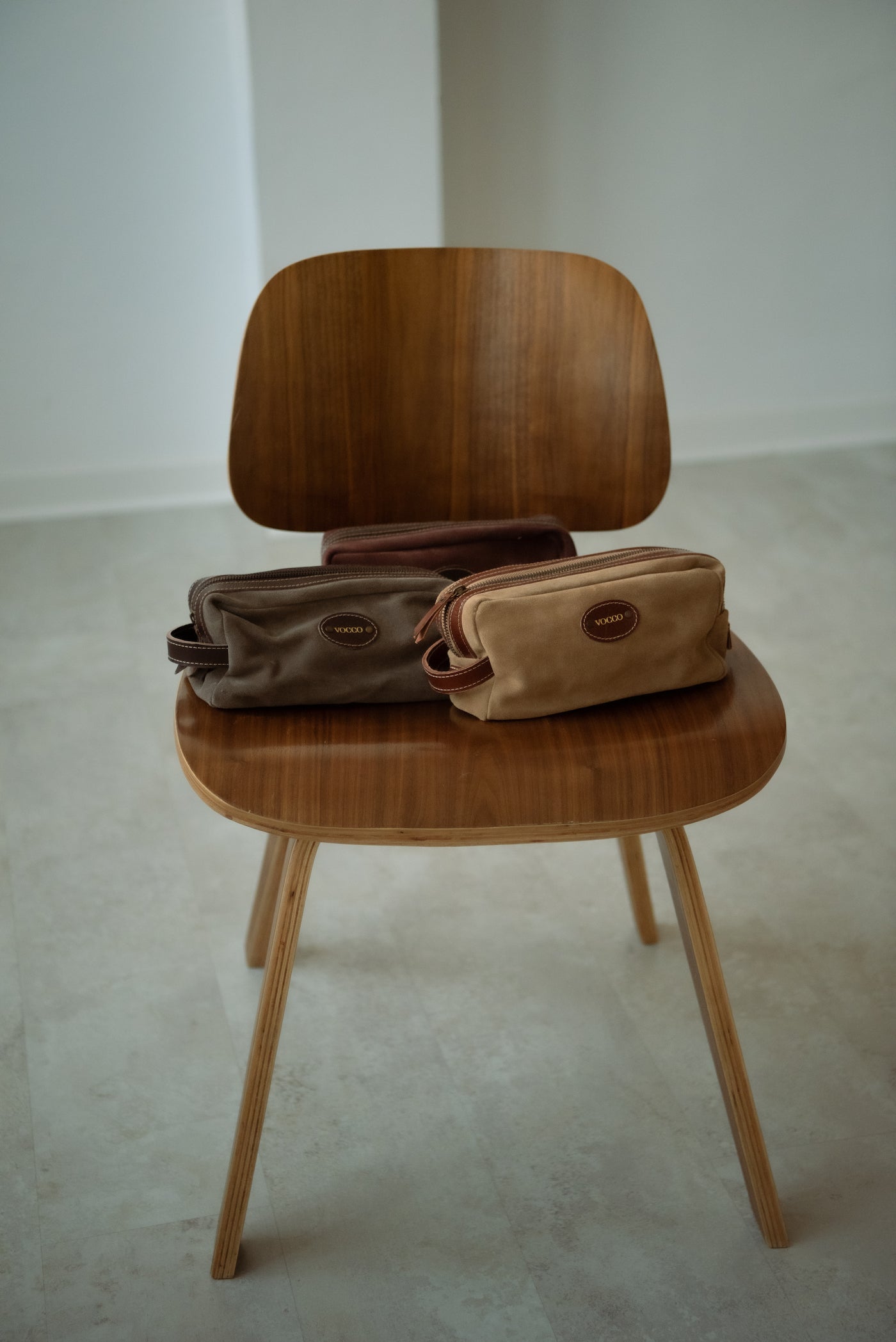 Vocco Leather Taupe Toiletry Case