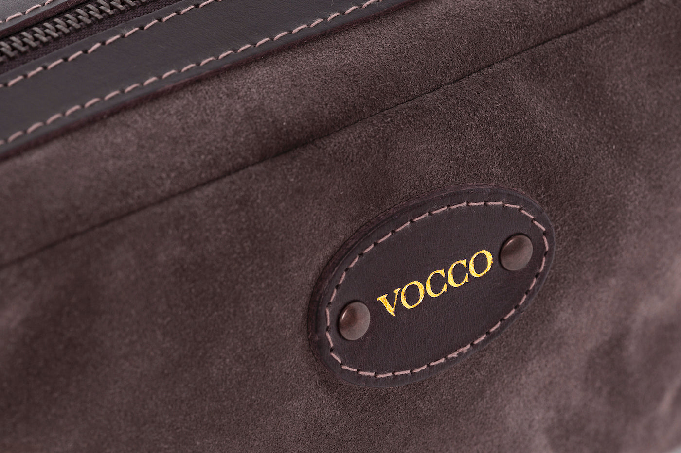 Vocco  Leather Taupe Toiletry Case - Vocco