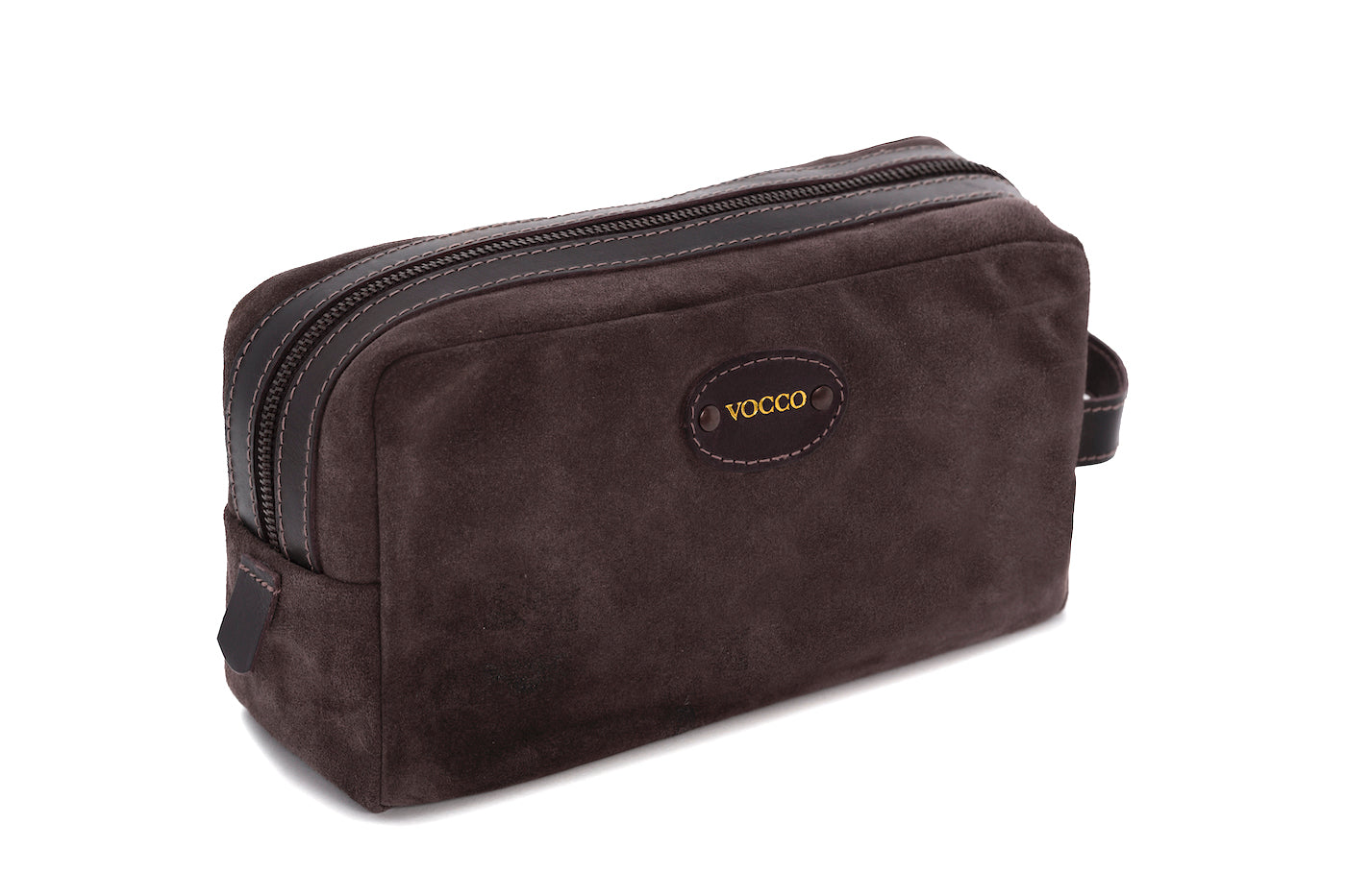 Vocco  Leather Taupe Toiletry Case - Vocco