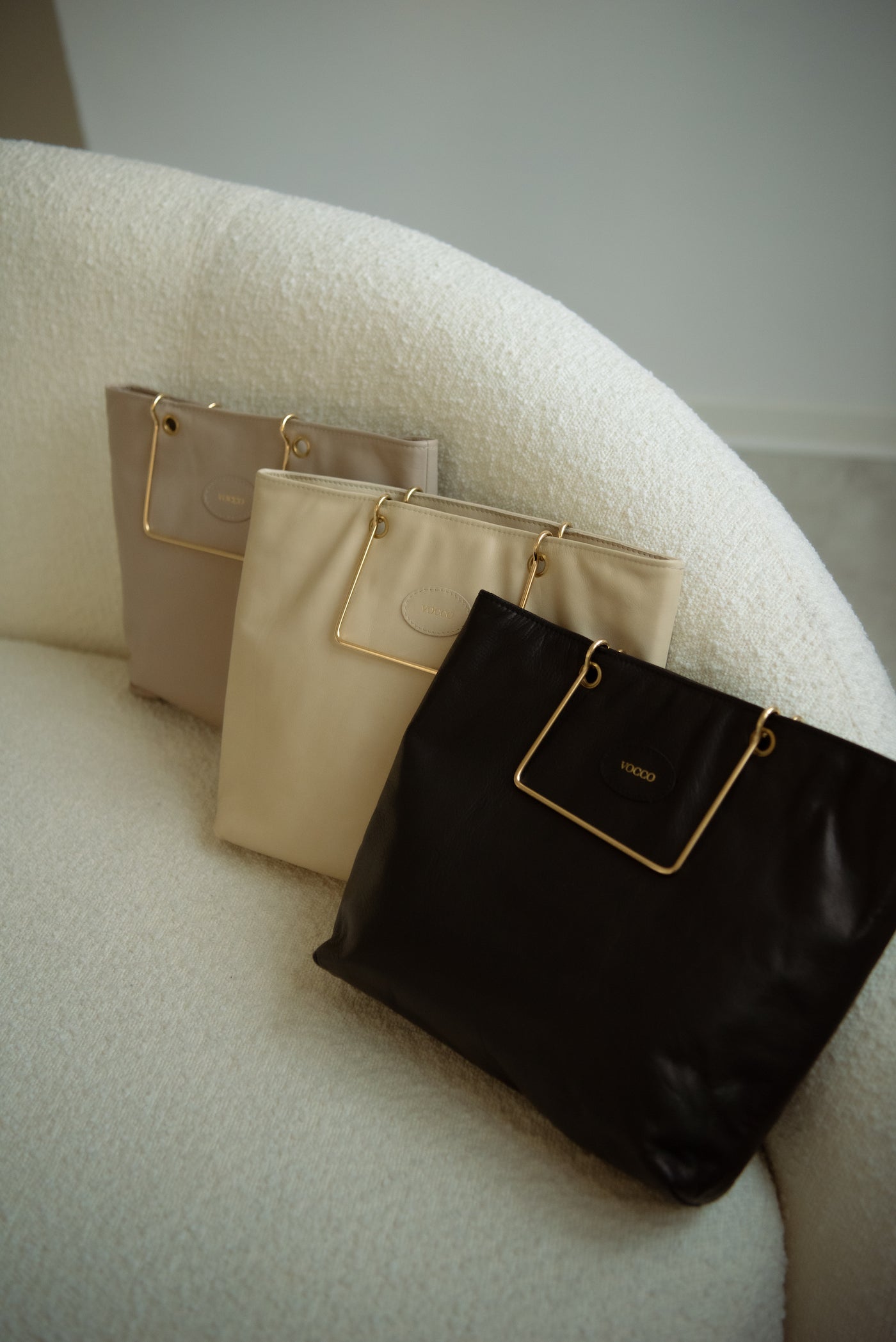 Vocco  Golden & Leather Handbag Black