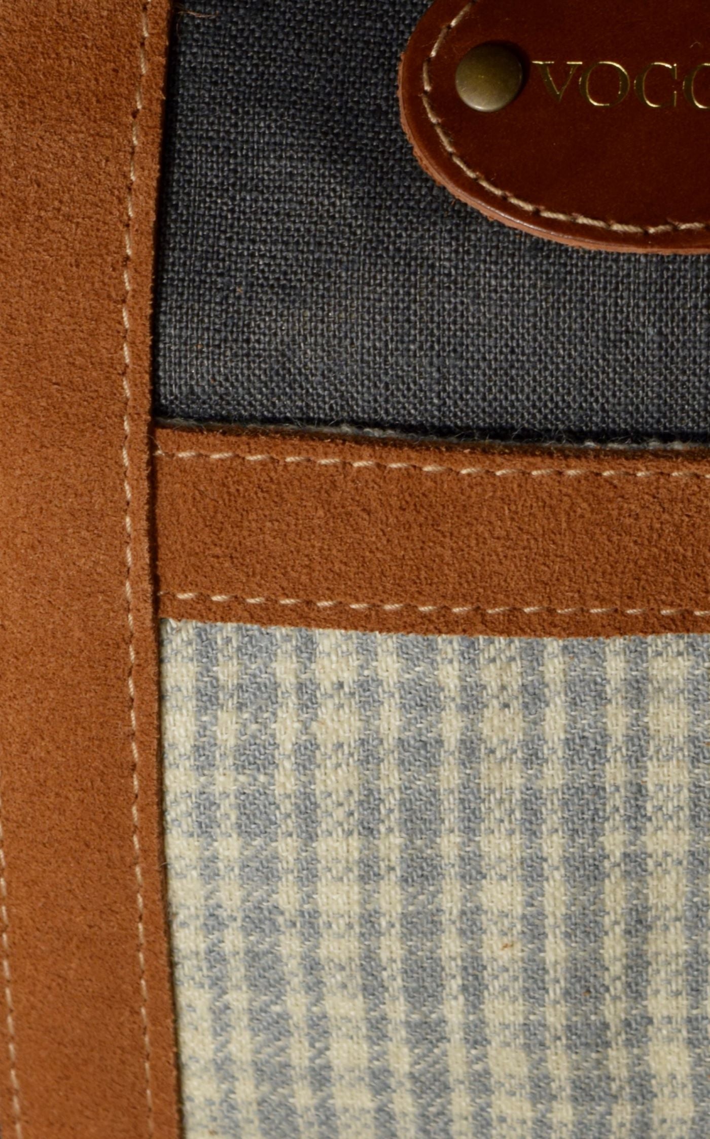 Vocco Weekender Bag Dark Grey Linen Checks - Vocco