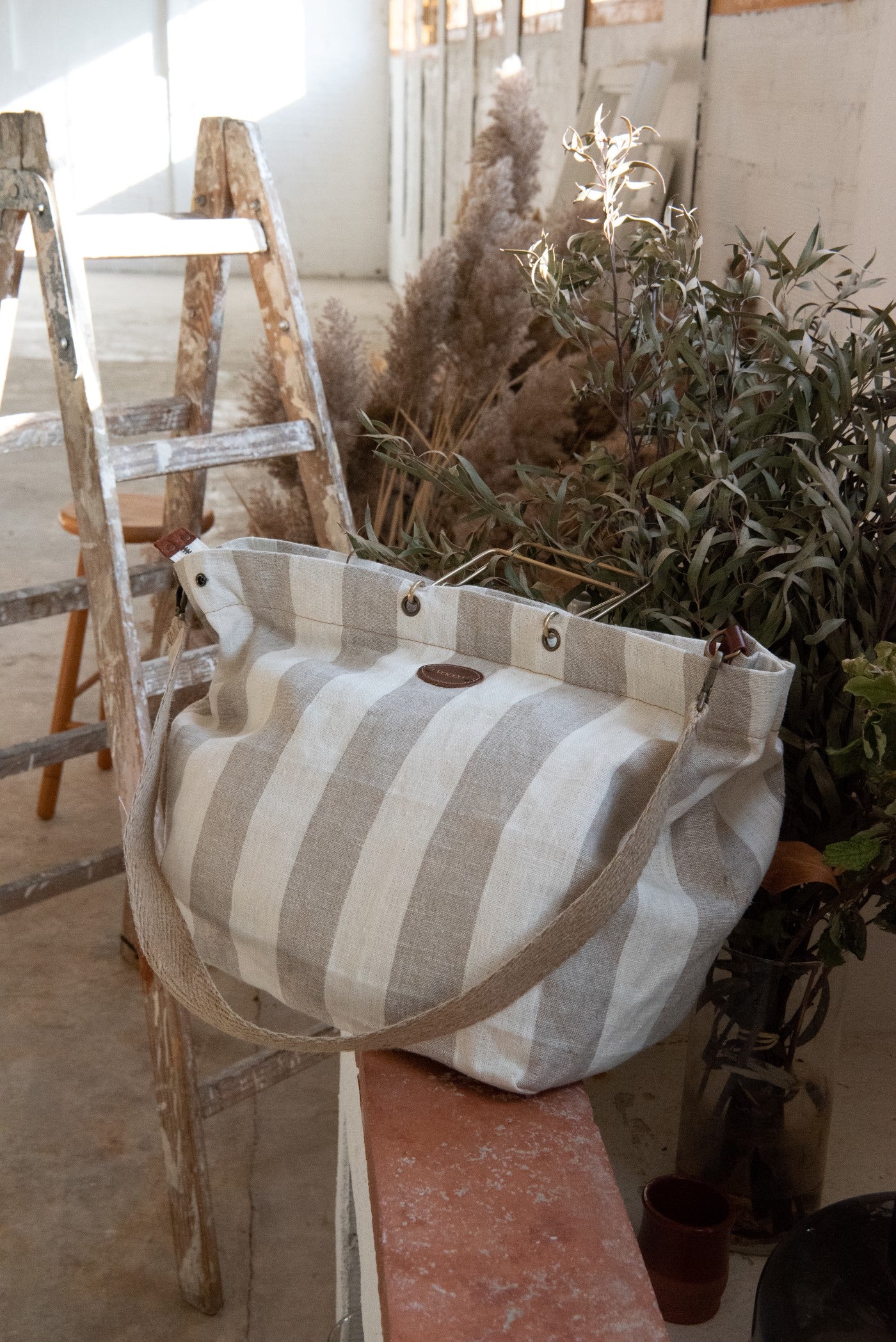 Vocco Linen Beach Bag Philippe Cream Natural - Vocco