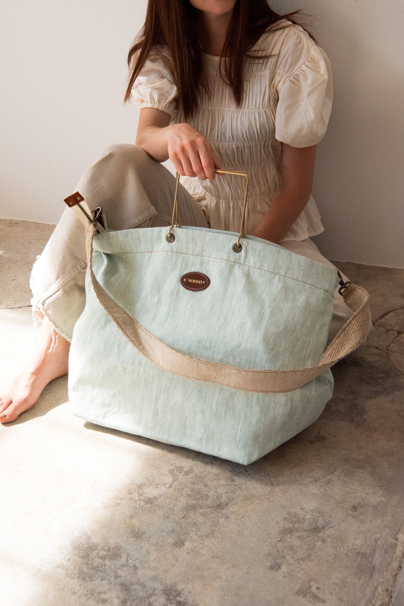 Vocco Linen Beach Bag Francesca Mint - Vocco