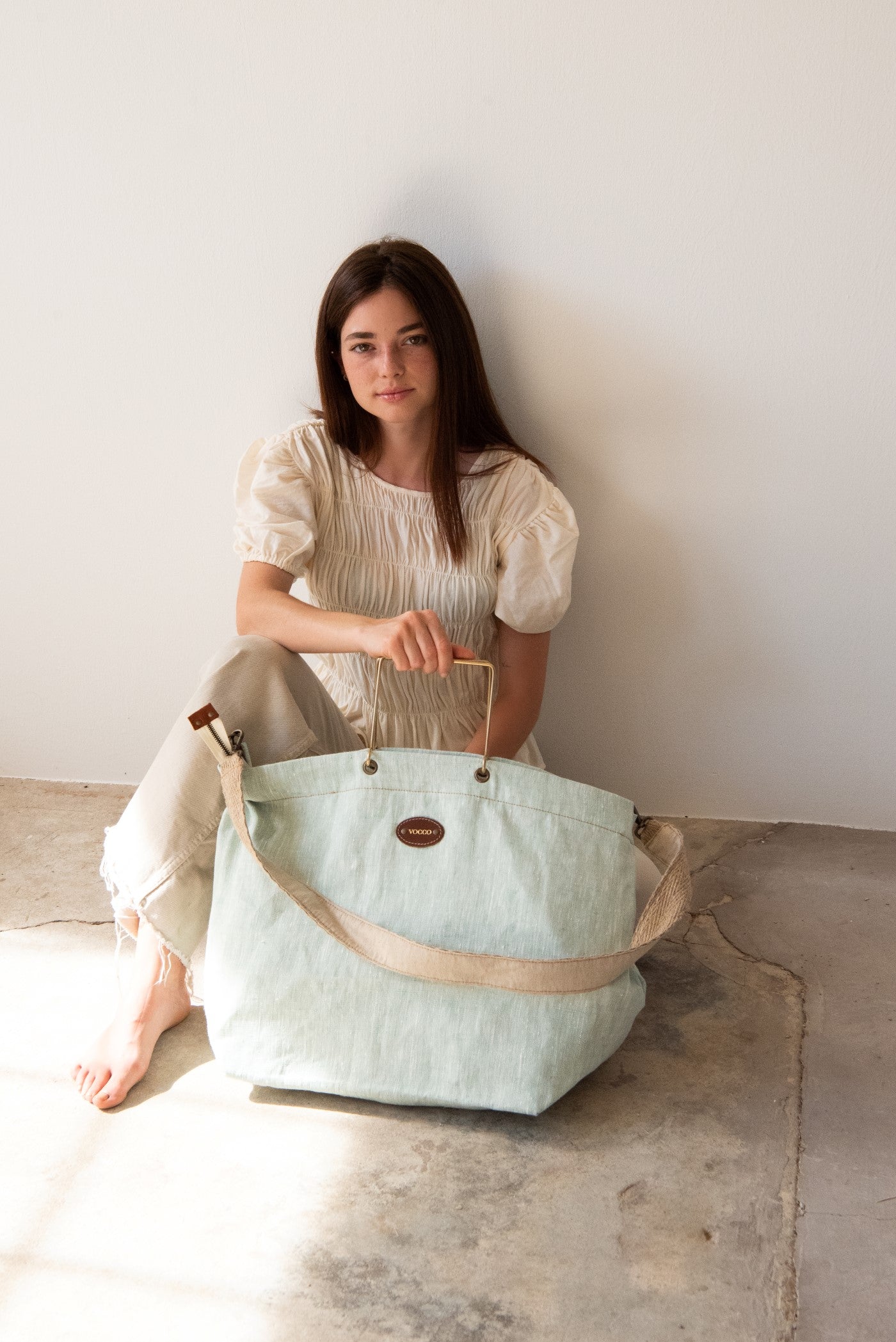 Vocco Linen Beach Bag Francesca Mint - Vocco