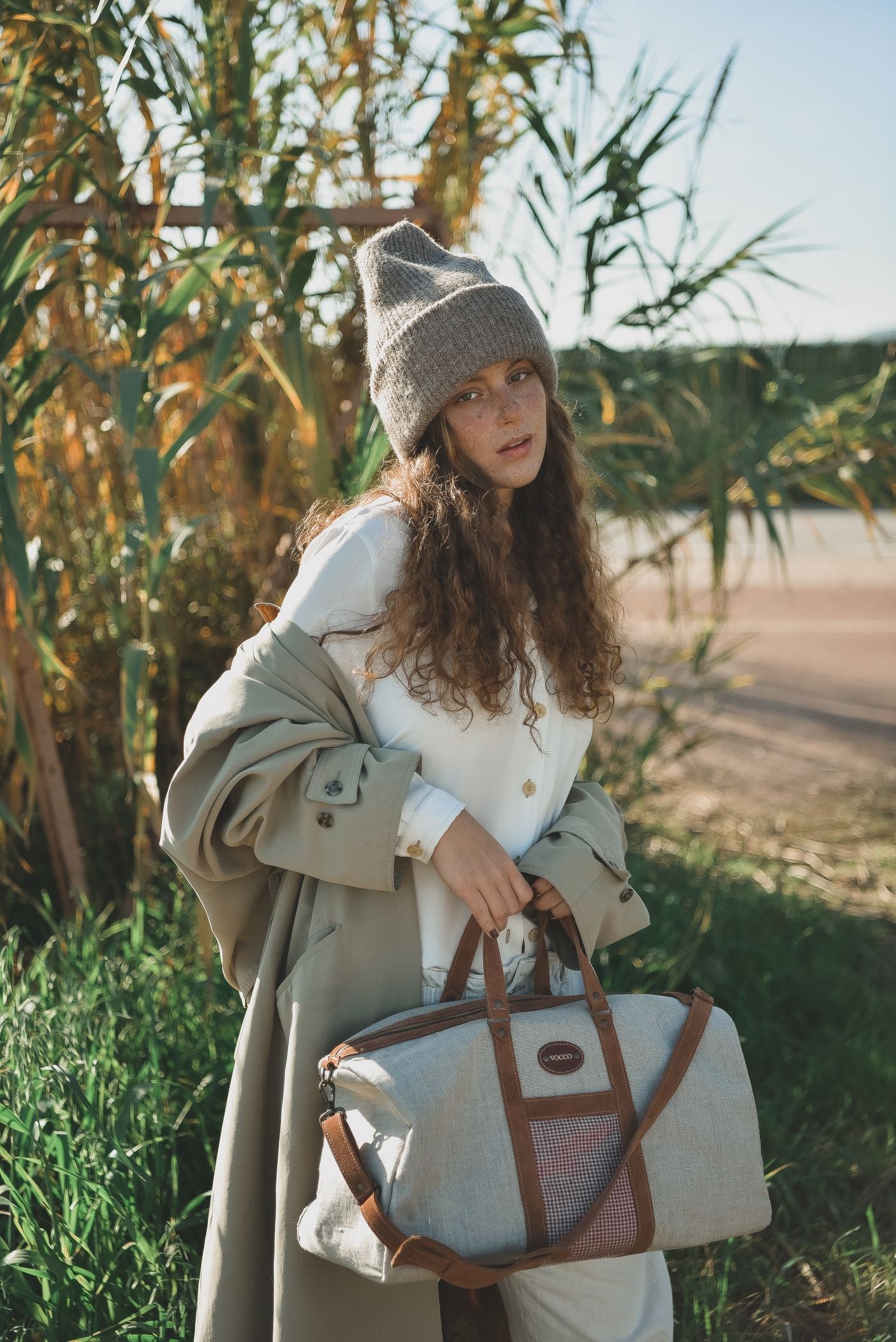 Vocco Weekender Bag Red Linen Checks - Vocco